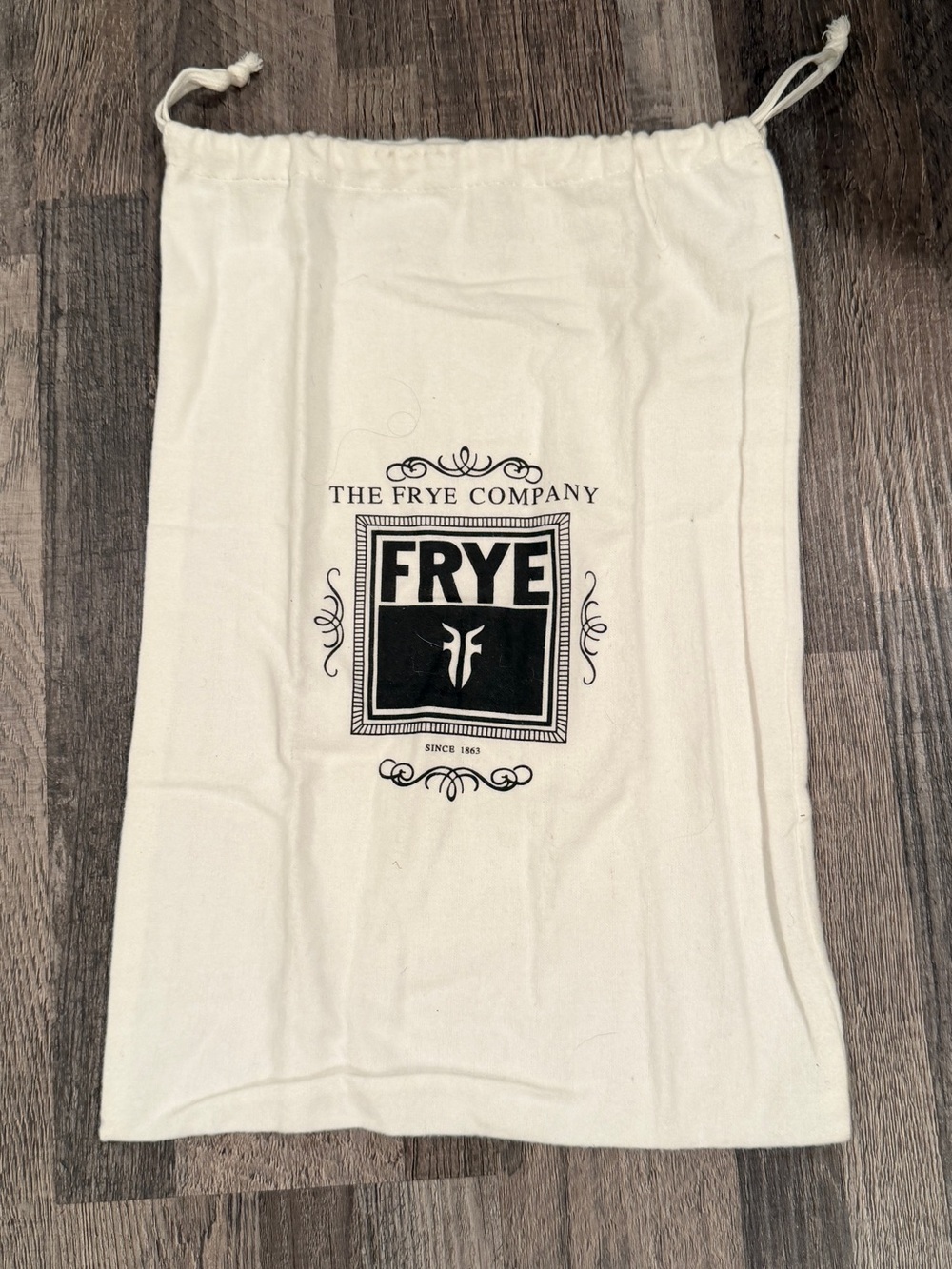 Frye Cream Drawstring Dust Bag with Black Logo